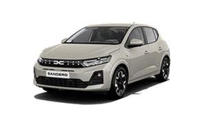Возилото Dacia Sandero прикажано од предната лева страна.