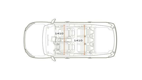 Поглед од горе на Dacia Jogger со 5 седишта што го прикажува распоредот на ентериерот.